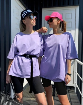 

Good Friends Streetwear Set Women 23 Styles Short Sleeve Belted Long Top and Elastic Waist Shorts Sets Summer Multiway Outfit