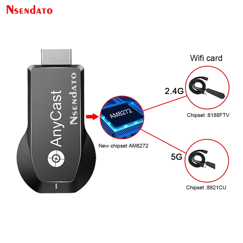 Anycast-adaptador de tv sem Fio Receptor de tv M100 para Ios e Android Dongle Dlna Airplay Wifi 2.4 4k hd 5g - Image 4