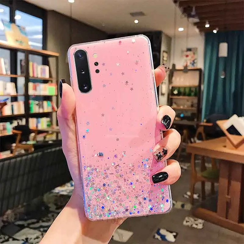 Роскошные Стразы с блестками силиконовый чехол для samsung Galaxy Note 10plus S10 S8 S9 Plus Note 8 Note 9 Love Star прозрачный чехол - Цвет: 3