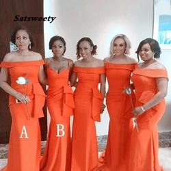 New Hunter Green Mermaid Bridesmaid Dresses Sexy Backless Off Shoulder Prom Dress Wedding Guest Party Gowns