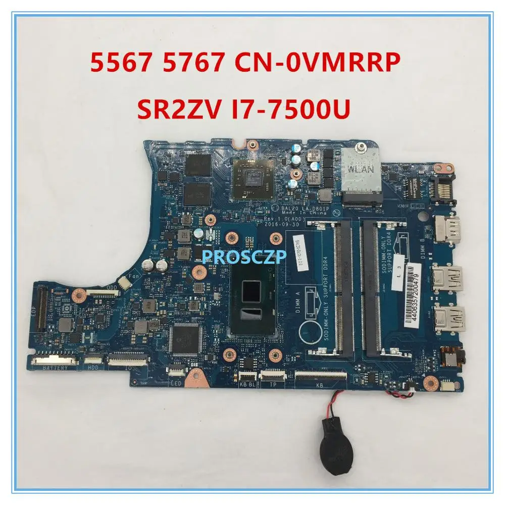 Высококачественная материнская плата для ноутбука DELL 5567 5767 фотосессия 100% VMRRP SR2ZV