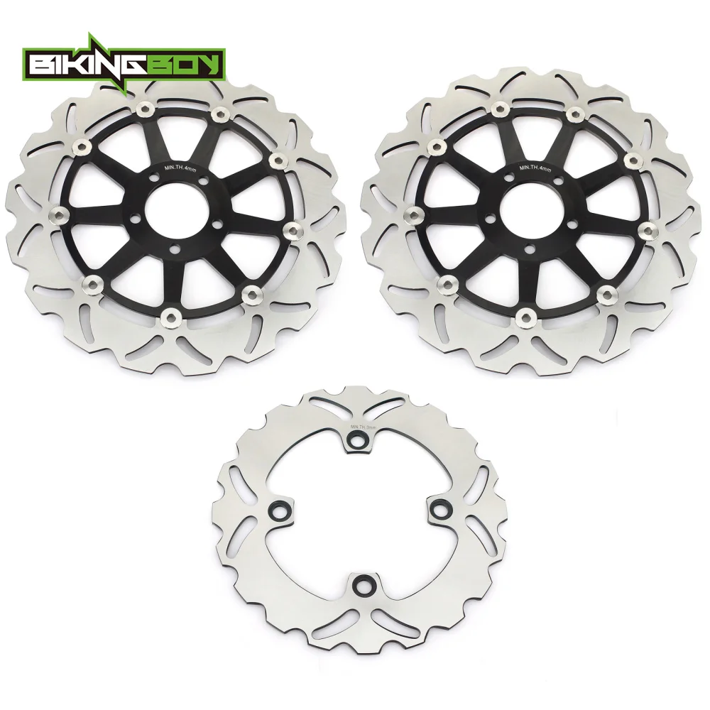 BIKINGBOY для KAWASAKI ZX9R ZX-9R ниндзя ZX900E ZX900F 2002 2003 2004 02 03 04 Круглый/волнистые спереди и сзади тормозные диски роторы