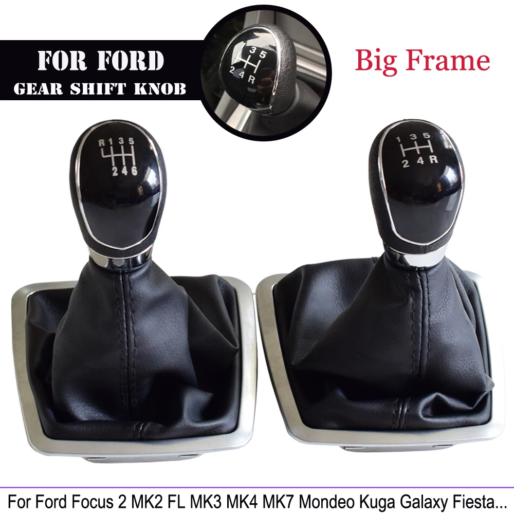 Black 5 Speed Gear Shift Knob Gaitor Boot Cover for Ford Focus MK2 05-11 Fiesta