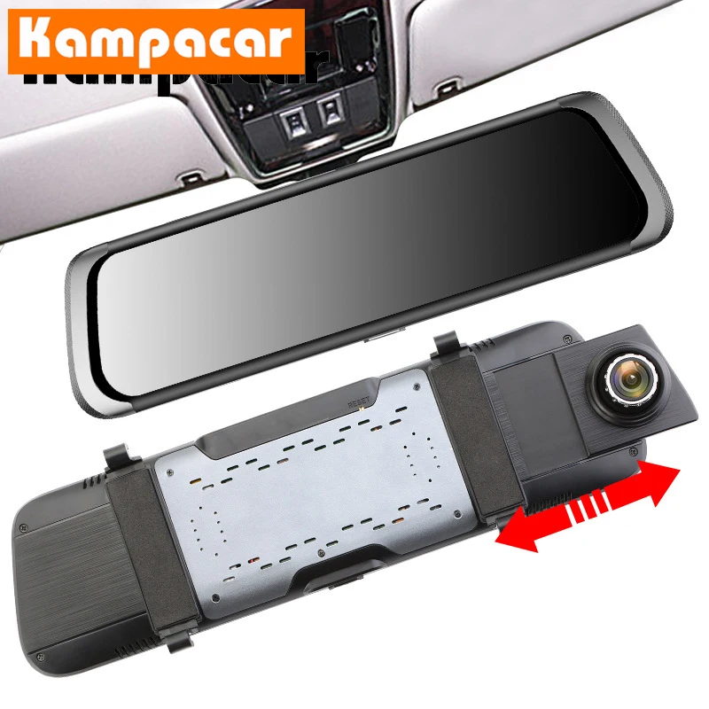 Kampacar 10 Inch Android Smart Rearview Mirror Camera Dvr Car 4G GPS Navigation Dvrs With Rear View Camera Two Lens Dual Dashcam