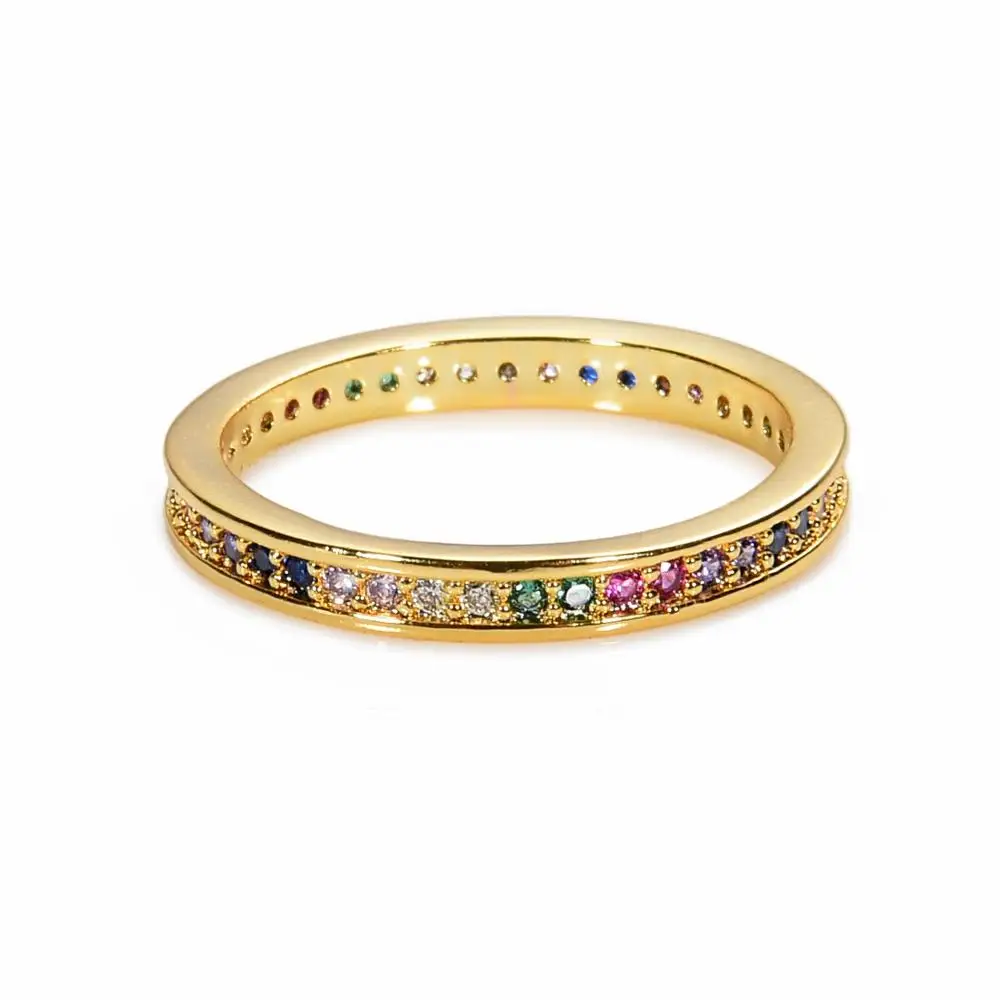 Женская медная CZ Золотая Корона, радужные кольца, геометрические Свадебные обручальные кольца, женские вечерние кольца, подарок, очаровательные стразы, ювелирные изделия ins - Цвет основного камня: RA002-4