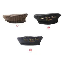 Womens Ribbon Bowknot Beret Cap Bad Girls Dont Smile Letters Embroidery Navy Hat