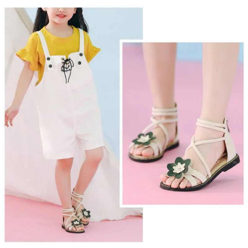Hilittlekids/летние сандали для девочек с мягкой подошвой; нескользящие сандалии с цветочным узором; обувь принцессы с открытым носком для девочек
