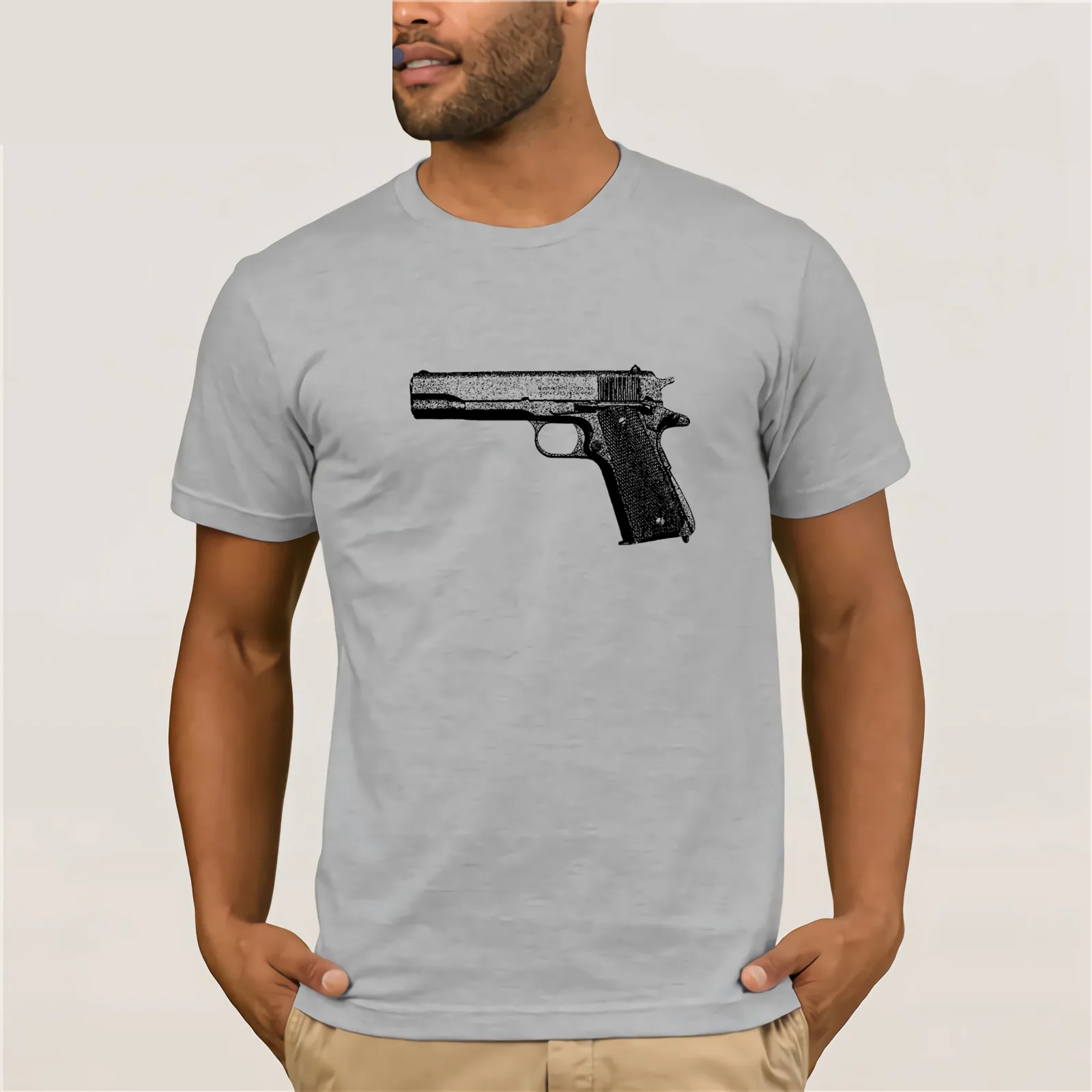 Футболка с пистолетом Remington Rand 1911 45 хлопковая одежда ручной работы популярная