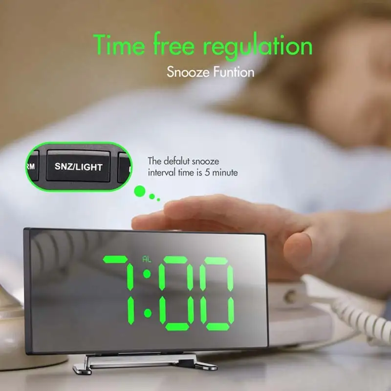 

Digital Alarm Clock Dimmable LED Portable Electronic Digital Desk Clock Bedroom Large Watch Clock