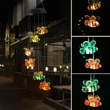 

New Arrival!!! Color-changing Outdoor Pendant Bell Solar Powered Lamp Bee Wind Chime LED Light Hot Sales Wholesales Dropshipping