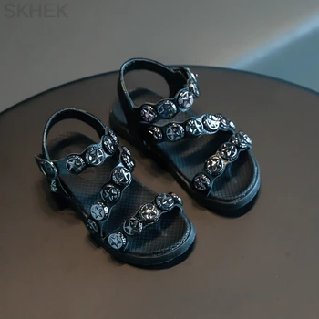 

SKHEK new suede children's sandals girls princess shoes in the big boy open toe Roman shoes baby sandals tide 2019 summer