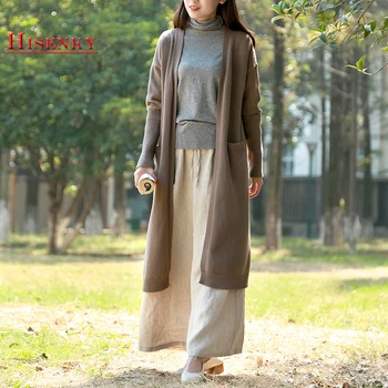 

Hisenky 2019 Spring Autumn Long Sweater Cardigan Women Long Sleeve Casual Loose Knitted Jacket Elegent Coat Warm Knitwear Tops