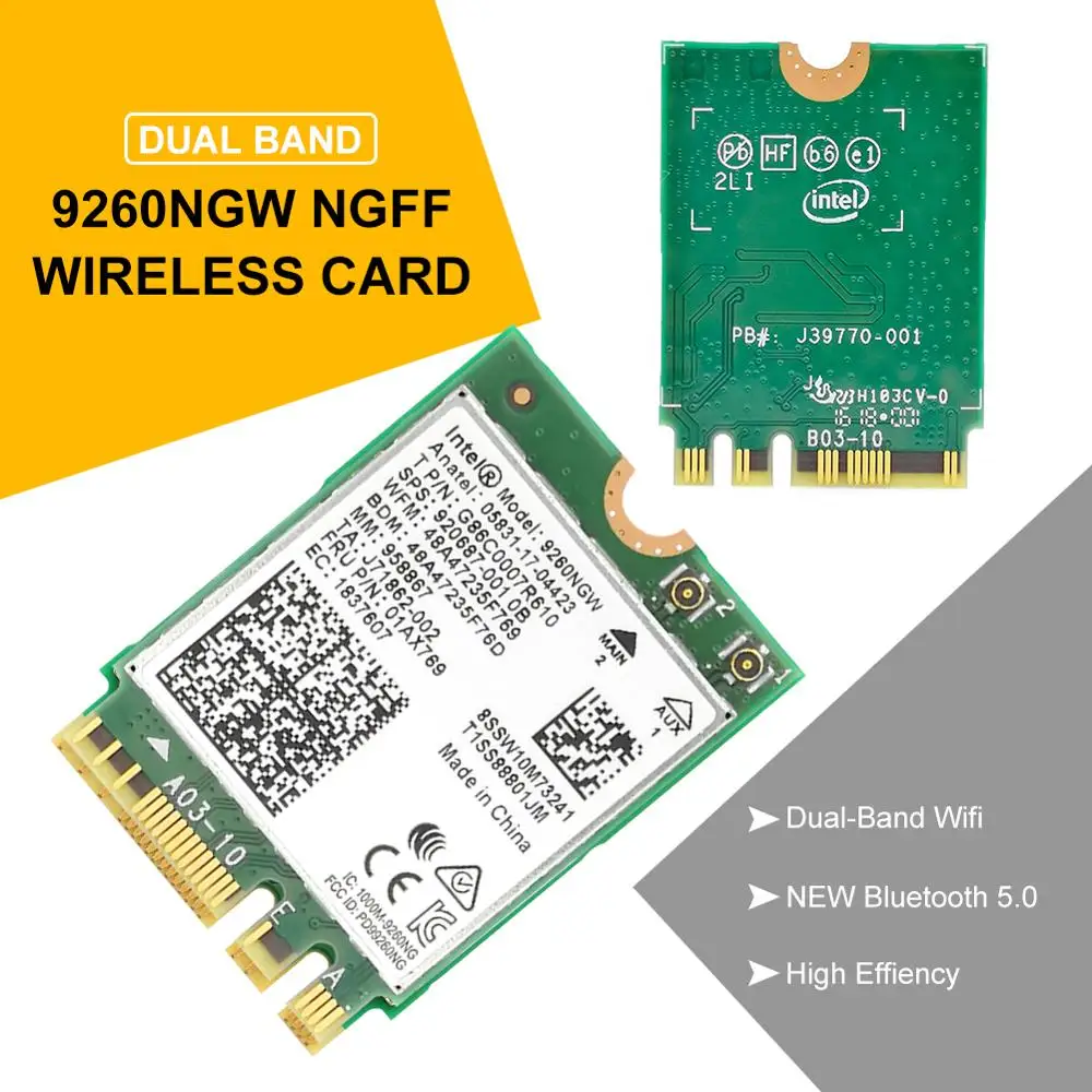 Беспроводной 9560/9260/AX200 AC NGFF ключ сетевой Wifi карты 1,73 Гбит/с 802.11ac Bluetooth 5,0 M.2 WiFi/Bluetooth адаптер для Windows 10