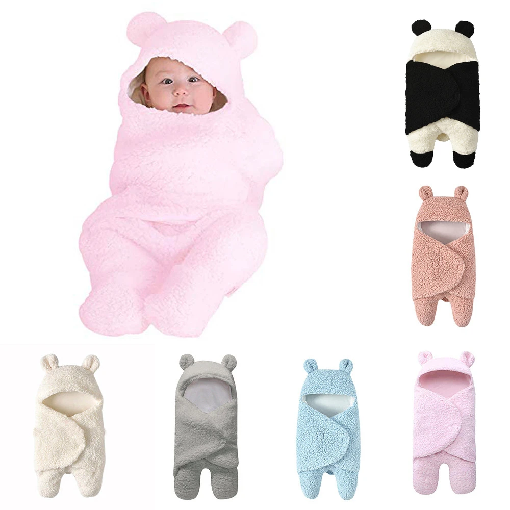Baby Deken Pasgeboren Baby Leuke Panda Effen Kleuren Ontvangen Deken Jongen Meisje Wrap Inbakeren Slaapzak # P4|Het ontvangen van dekens| - AliExpress