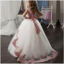 Кружевное платье принцессы с цветочным рисунком для выступлений на день рождения; Длинное Элегантное Вечернее платье для свадьбы; костюм; детское платье для девочек