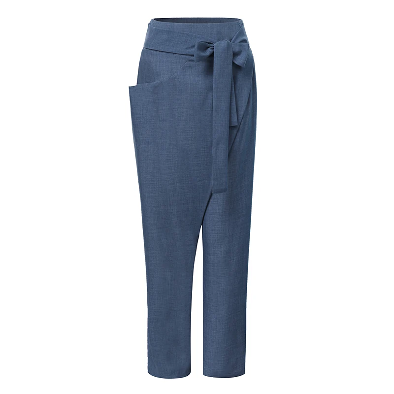 Style1 Blue Элегантные Панталоны ZANZEA повседневные длинные Палаццо женские шаровары модные женские брюки с большими карманами на боковой молнии размера плюс - Цвет: Style1 Blue