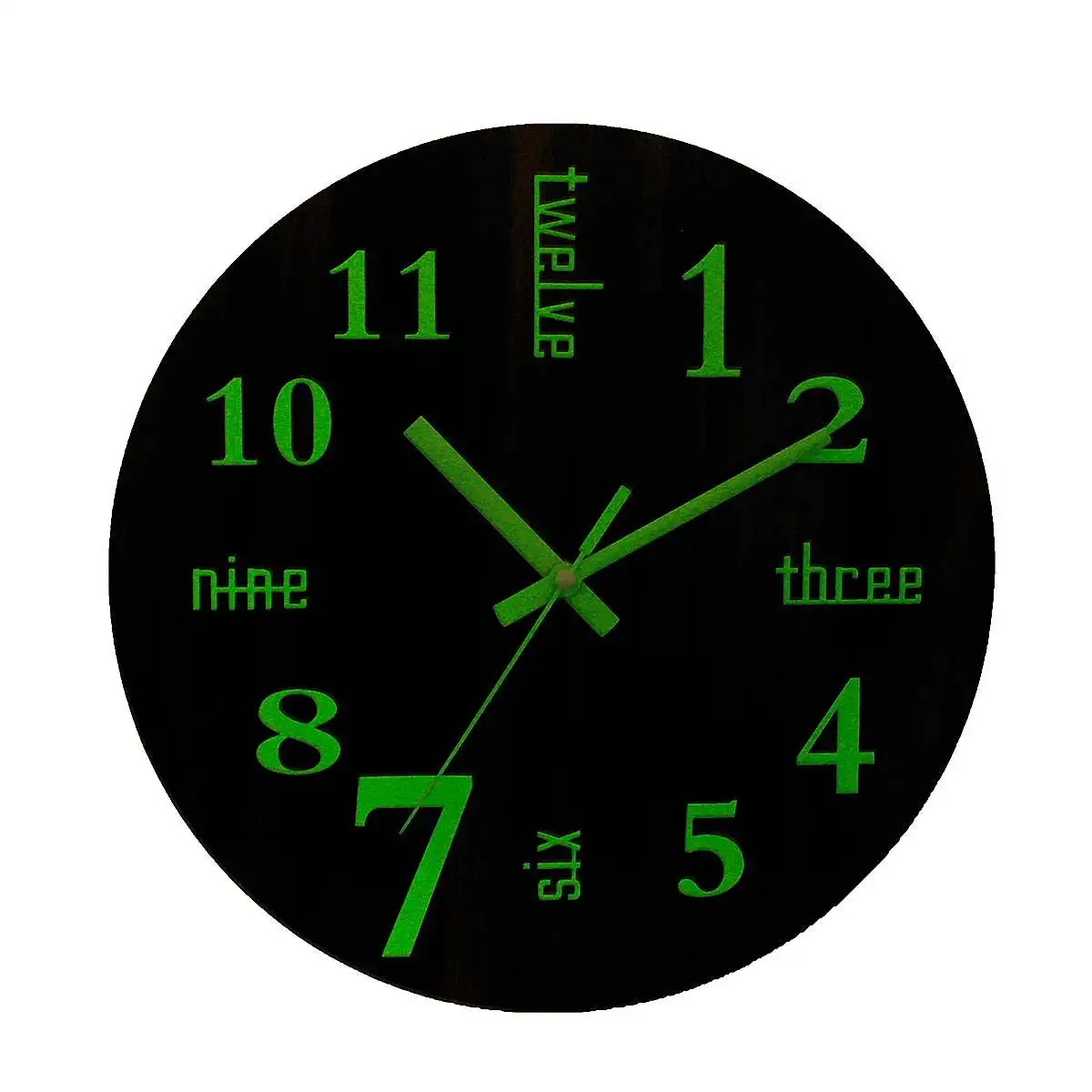 12 Inch Luminous Wall Clocks New Wood Grain Circular Quartz Clocks Home Decor Bedroom Decor Glowing In The Dark Relogio de pared