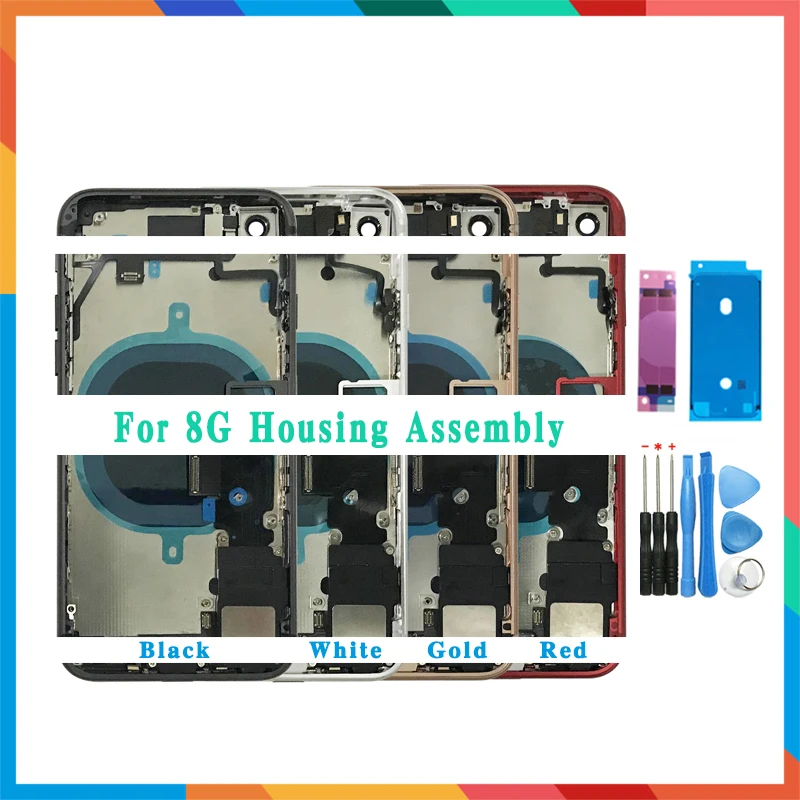 

AAA Back Cover For iphone 8 8G or 8 Plus X Back Middle Frame Chassis Full Housing Assembly Battery Cover Glass with Flex Cable