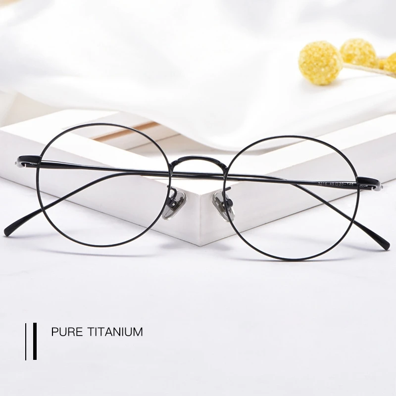 

Pure Titanium Round Retro Glasses Frame Full Frame Myopia Glasses Men And Women Fashion Glasses Frame Prescription Glasses 3216