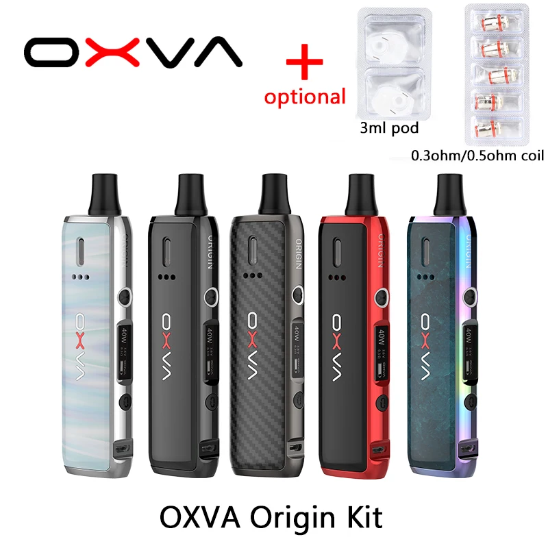

Original OXVA Origin Starter Kit 40W Pod Vape Pen powered by 18650 battery with 3ML Atomizer MTL DTL Vape Kit