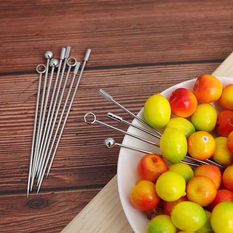 Free Shipping 1PCS Cocktail Pick Stainless Steel Fruit Sticks Bar Tools Drink Stirring Sticks Martini Picks Party