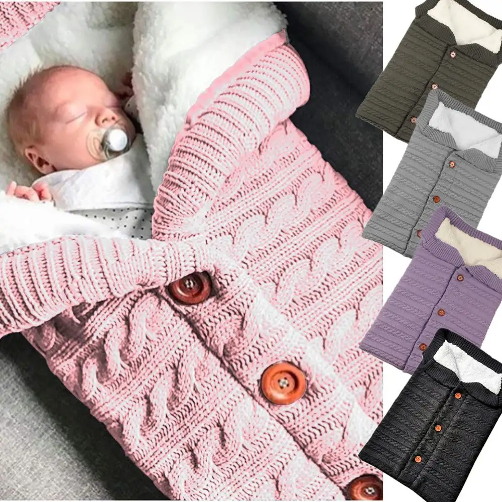 

Infant Swaddle Blankets Envelopes Newborn Soft Thick Fleece Knit Baby Girls Boys Stroller Wraps Winter Warm Baby Sleeping Bags