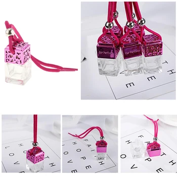 

10x Car Perfume Bottle Car-styling Air Freshener for Essential Oils Perfume Pendant Hanging Glass Bottle Auto Ornament