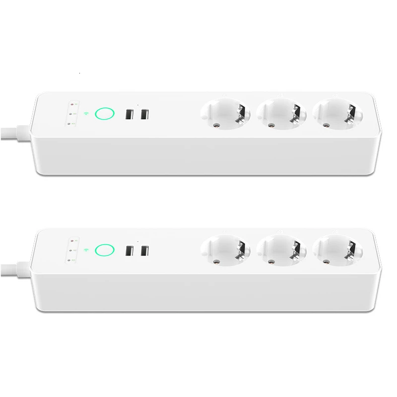 ЕС Wi-Fi Smart power Strip 3 розетки разъем 2 usb зарядный порт синхронизации Tuya приложение Голосовое управление работа с Alexa Google Home - Тип: 2 Pieces