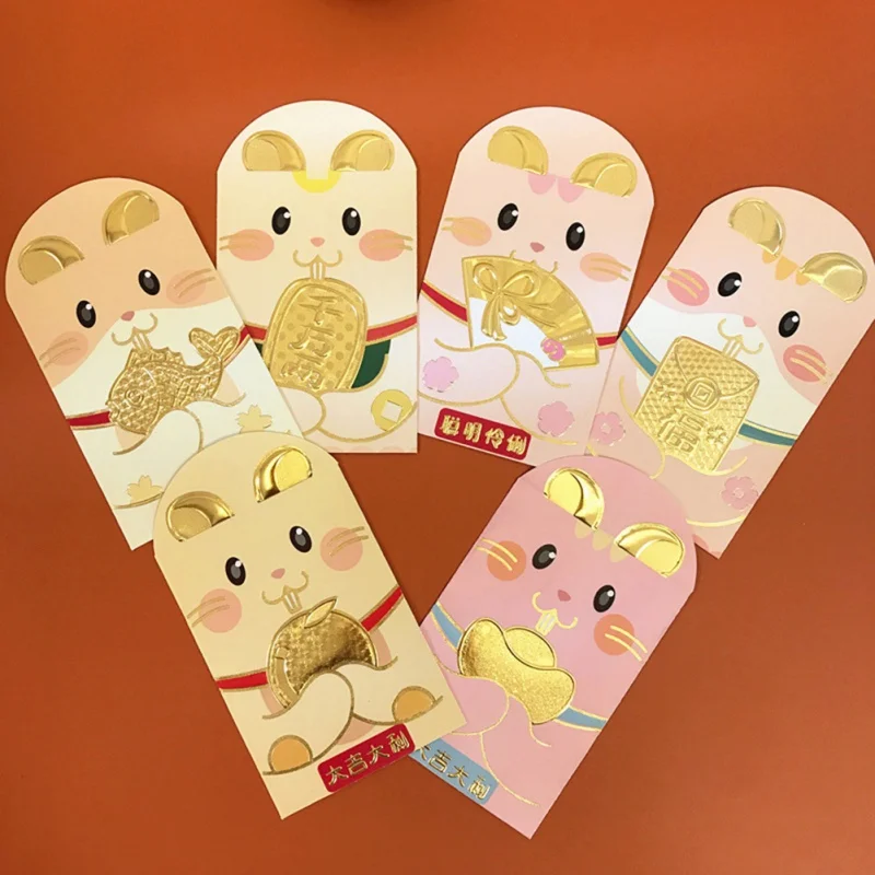 Красный пакет с рисунком на удачу китайский год Hong Bao традиционный Фортуна красный конверт