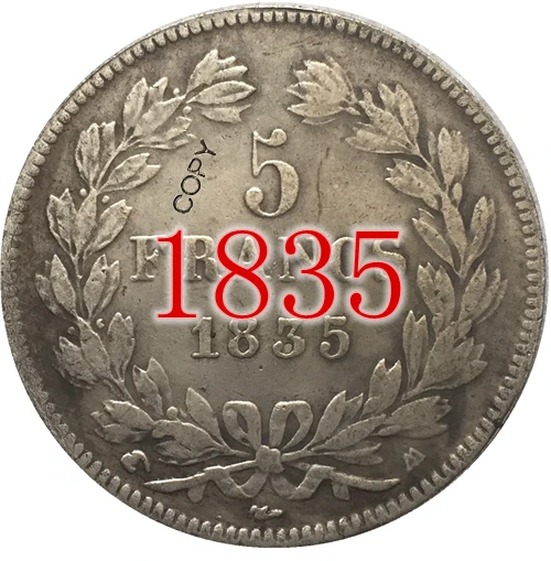 1835 FRANCE 5 F COIN COPY