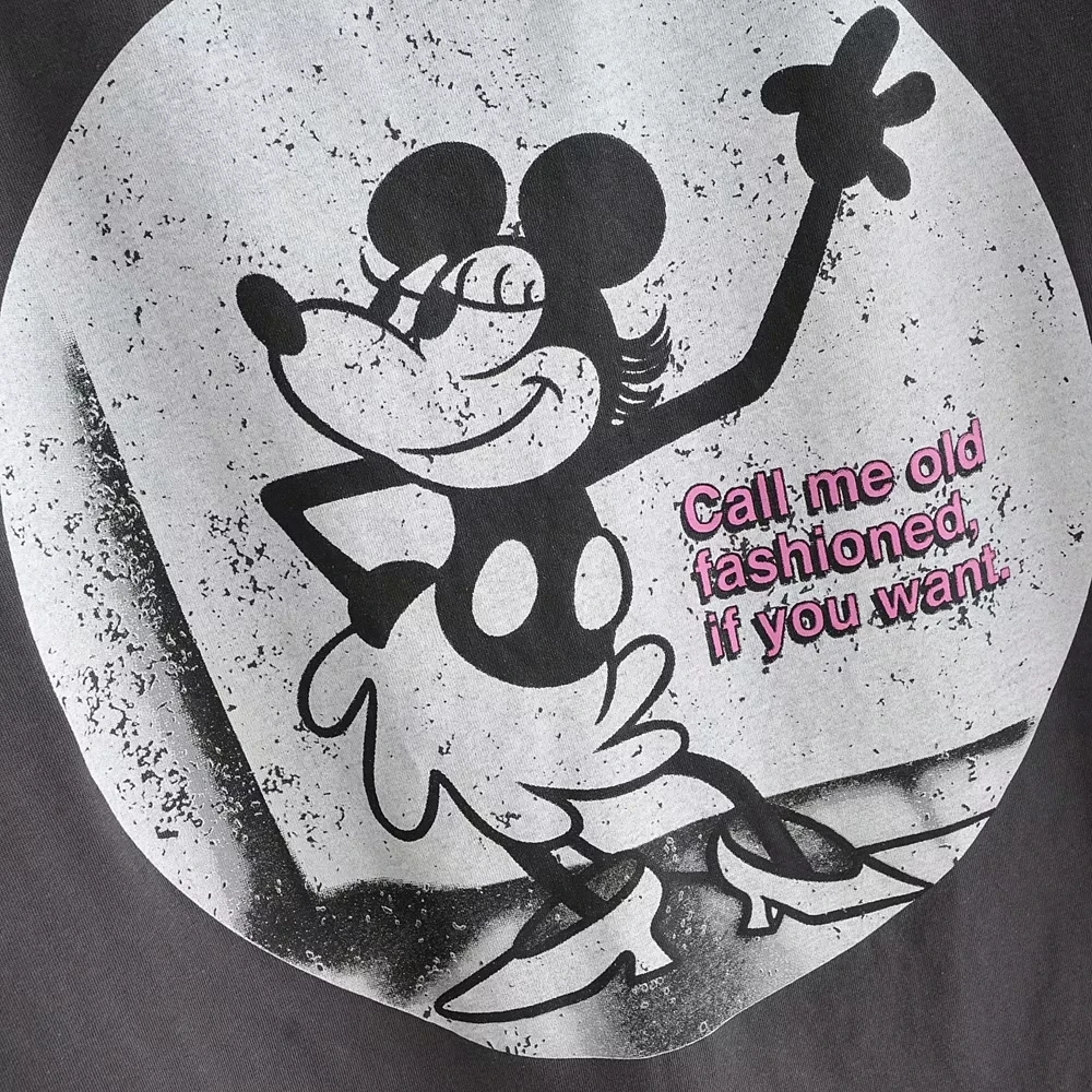 Увядшая новая уличная Винтажная футболка с милым рисунком мышки, промытая Женская Футболка harajuku camisetas verano mujer