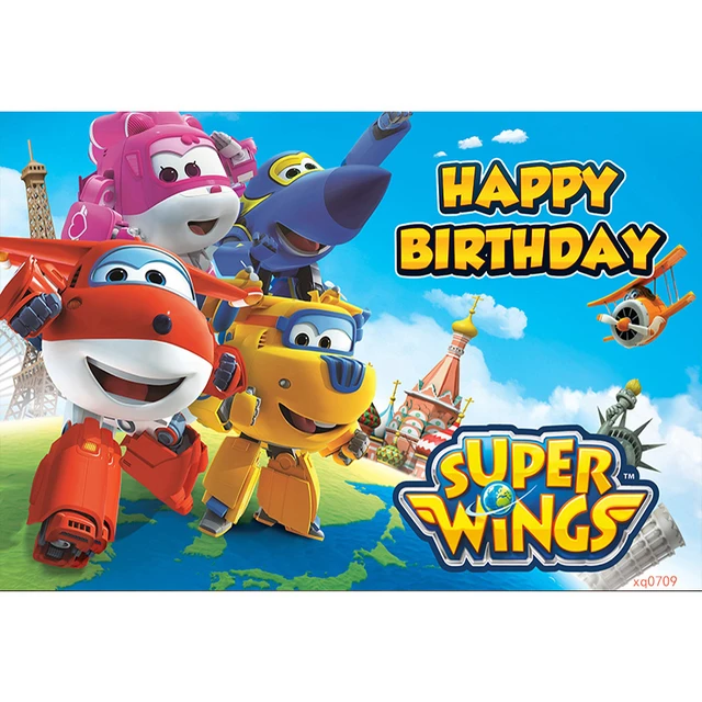 Custom Cartoon Child Birthday Party Photography Background Super Wings  Theme Photo Backdrop Cake Table Decoration Vinyl Banner - AliExpress