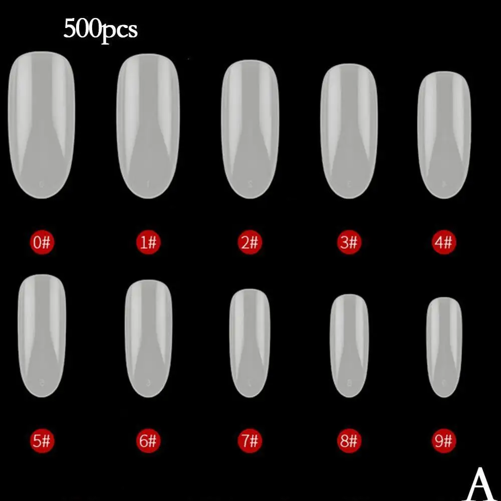 500 шт прозрачные накладные ногти Типсы ногти балерины гроб Типсы накладные ногти съемные накладные ногти - Цвет: A