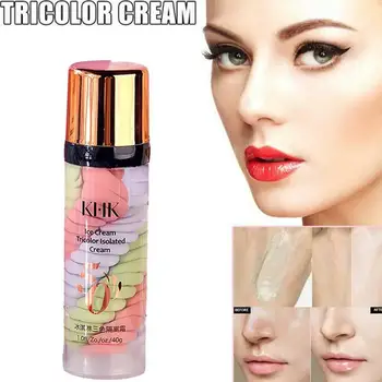 

One Step Correct Rainbow Tricolor Mixed Makeup Base Isolation Makeup Pre-milk Base Concealer Cream Invisible Pore Brighten Face