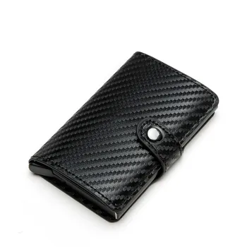 

2020 RFID Metal Wallet Women Card Blocking Purse Men Aluminium Alloy Leather Credit Card Holder ID Business Mini Wallet