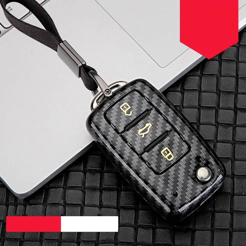 A-black gold Чехол для ключей автомобиля ABS для VW Golf Bora Jetta POLO GOLF Passat Skoda octevia A5 Fabia seat Leon Golf-7 Tiguan-L Автомобильный брелок для ключей - Название цвета: A-black gold