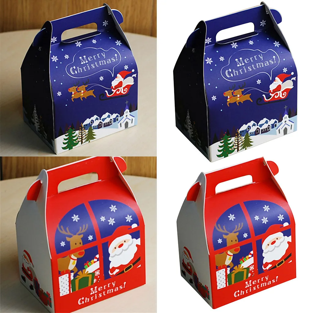5pcsMerry Christmas Candy Gift Boxes Xmas Tree Guests Packaging Boxes Apple Gift Bag Christmas Party Favors Kid Gift Decor Boxes