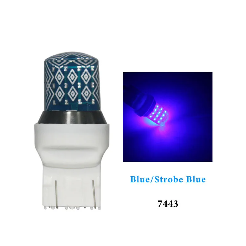 1 шт. стробоскоп 1157 BAY15D P21/5 Вт T20 7443 W21/5 Вт 24SMD RGB высокая яркость вспышка силиконовый Canbus задний стоп-сигнал ParkingLamp - Испускаемый цвет: 7443  Blue