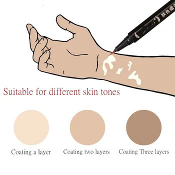 

Hidden Skin Vitiligo Waterproof Long Lasting Natural White Spots Camouflage Makeup Pen on Face Arm Body for Women Men
