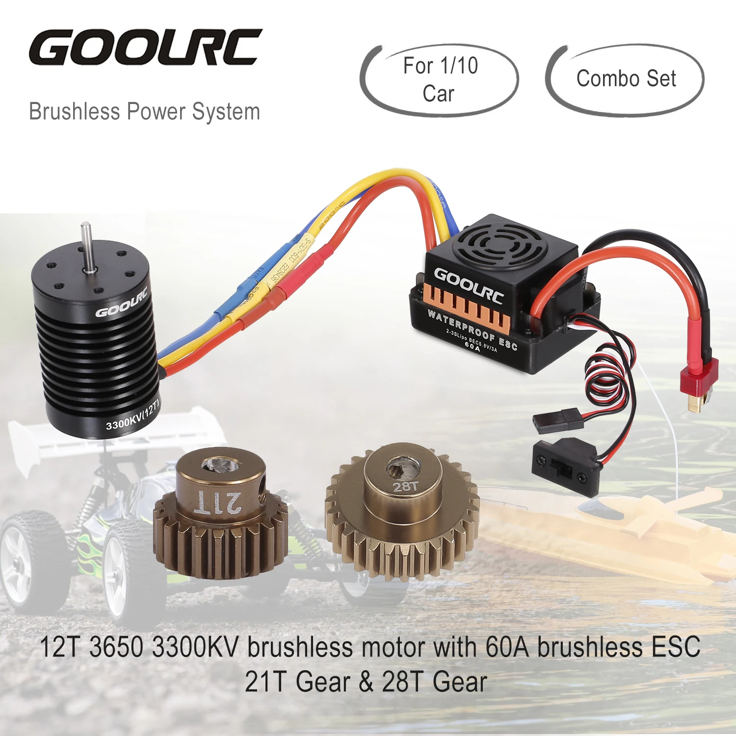 GoolRC 12T/13T Мотор 3650 3300KV/3000KV бесщеточный мотор 60A ESC электронный регулятор скорости 5 8