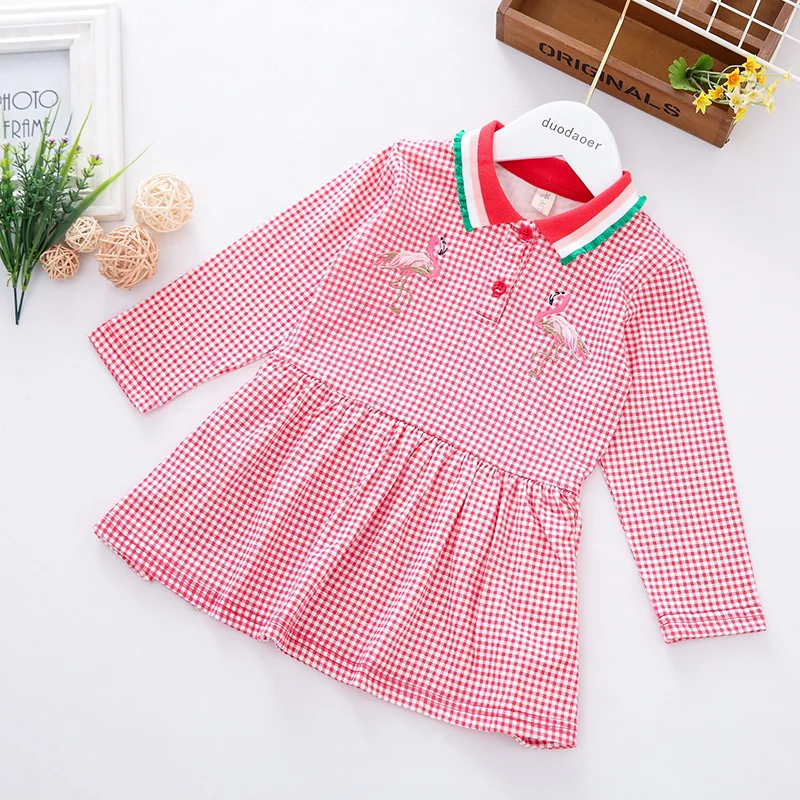 

NEWEST Baby Girl Dress Embroidered Dress Long Sleeve Dresses Child Autumn Clothing Xmas Girl Dress Top Quality Brand Plaid Dress