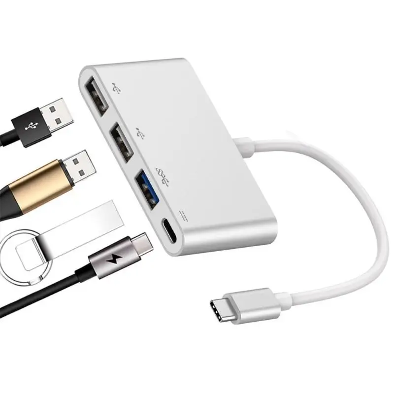 Прочный многофункциональный концентратор тонкий дизайн 4 в 1 usb-хаб тип-c к двойному USB2.0 USB3.0 PD адаптер расширение док-станции
