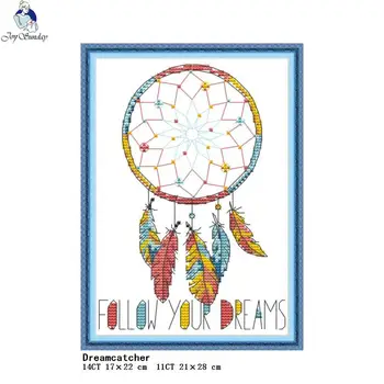 

Joy Sunday Dreamcatcher pattern counting cross stitch kit 14ct white 11ct canvas DIY handmade needle and thread embroidery kit