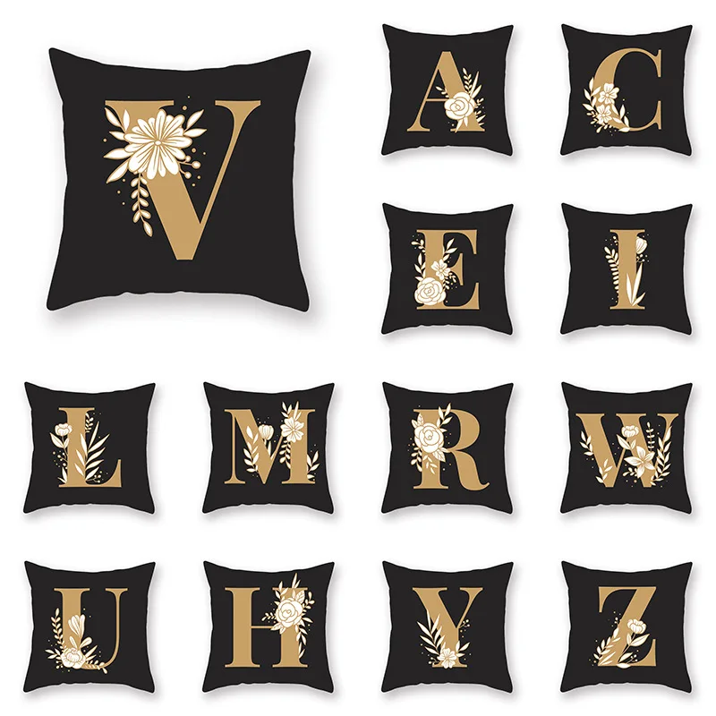 

Yaapeet Letter Pillow Cover 45x45cm Room English Alphabet for Home Goods 1PC Flower Pillowcase Christmas Decorations