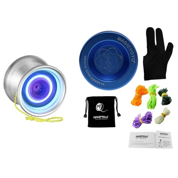 

ICYOYO 2 Set Yoyo Light Up, Unresponsive Yoyo, with Blue Led Lights Ball with Bag Glove 5X Ropes Y02-AURORA & N8