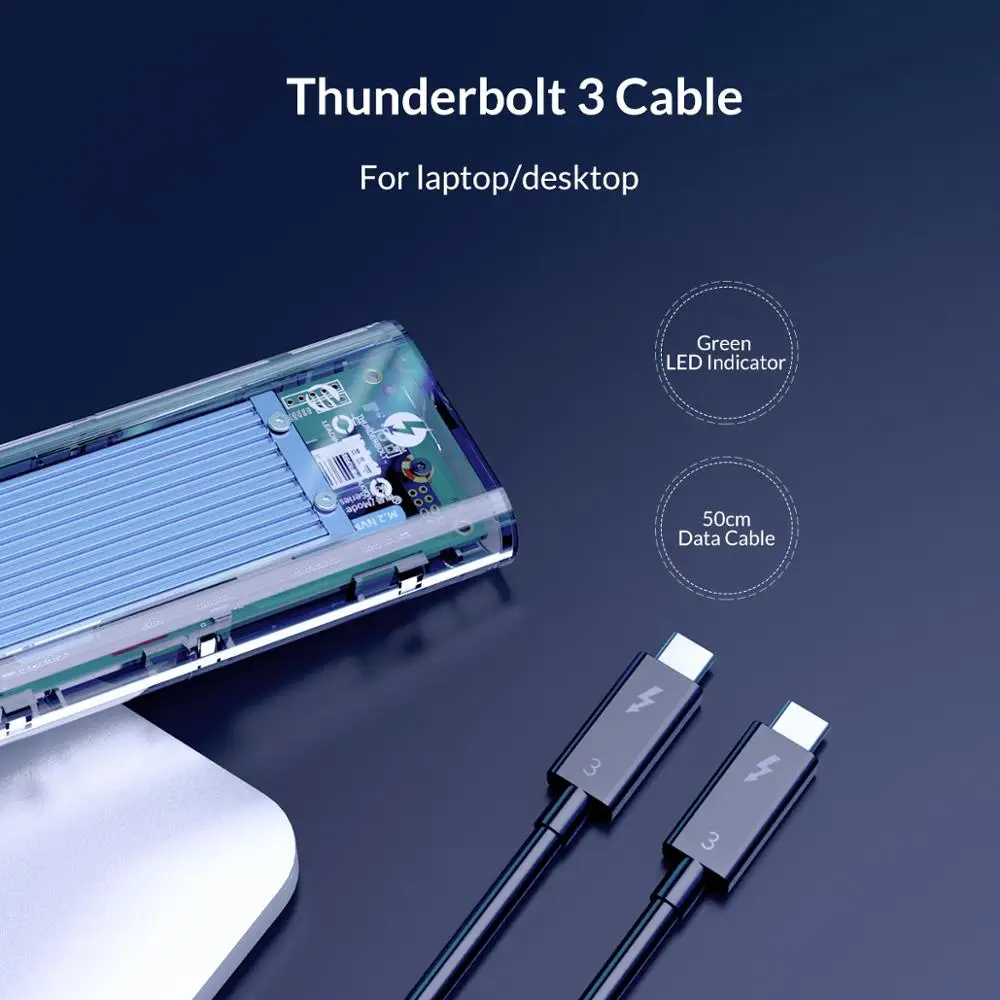 ORICO Thunderbolt 3 40Gbps M.2 NVME SSD Gehäuse 2TB Transparent USB C SSD Fall mit 40Gbps C zu C Ka