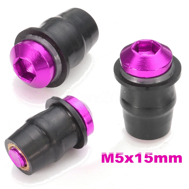 Фиолетовый 10 шт. M5X15mm алюминиевый Мотоцикл ветрового стекла обтекатель хорошо болт с гайкой винт высокого качества аксессуары часть подходит для автомобилей - Название цвета: Фиолетовый