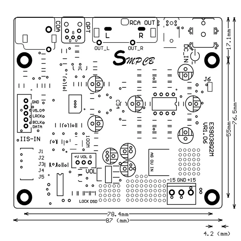 ES9038 Q2M I2S DSD Optical Coaxial IIS/DSD DOP 384KHz Input Decoder DAC Headphone Output Audio amplifier Board