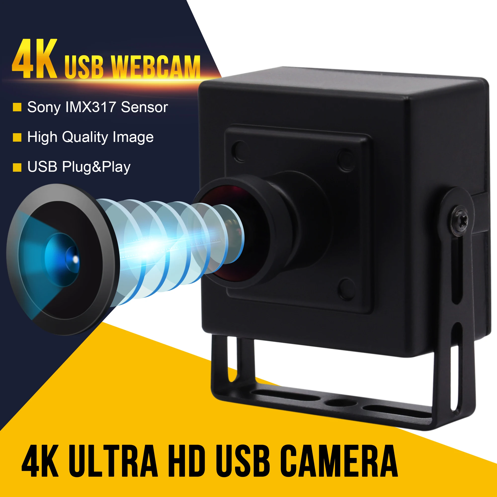 170 градусов рыбий глаз 4K USB веб-камера MJPEG 30fps 3840x2160 Мини CMOS с микрофоном для
