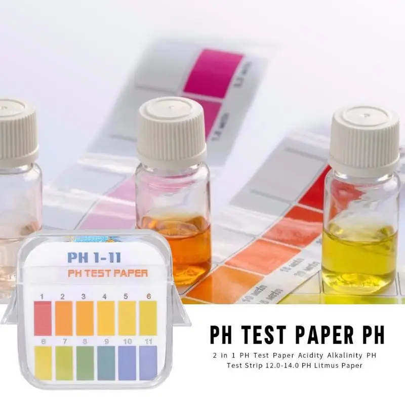 2 в 1 PH тестовая бумага 1-11 12,0-14 кислотность щелочности PH Тест-Полоски отличные химические растворители и бумажный измерительный инструмент